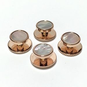 4 Rose Gold and Mother of Pearl Tuxedo Shirt Studs